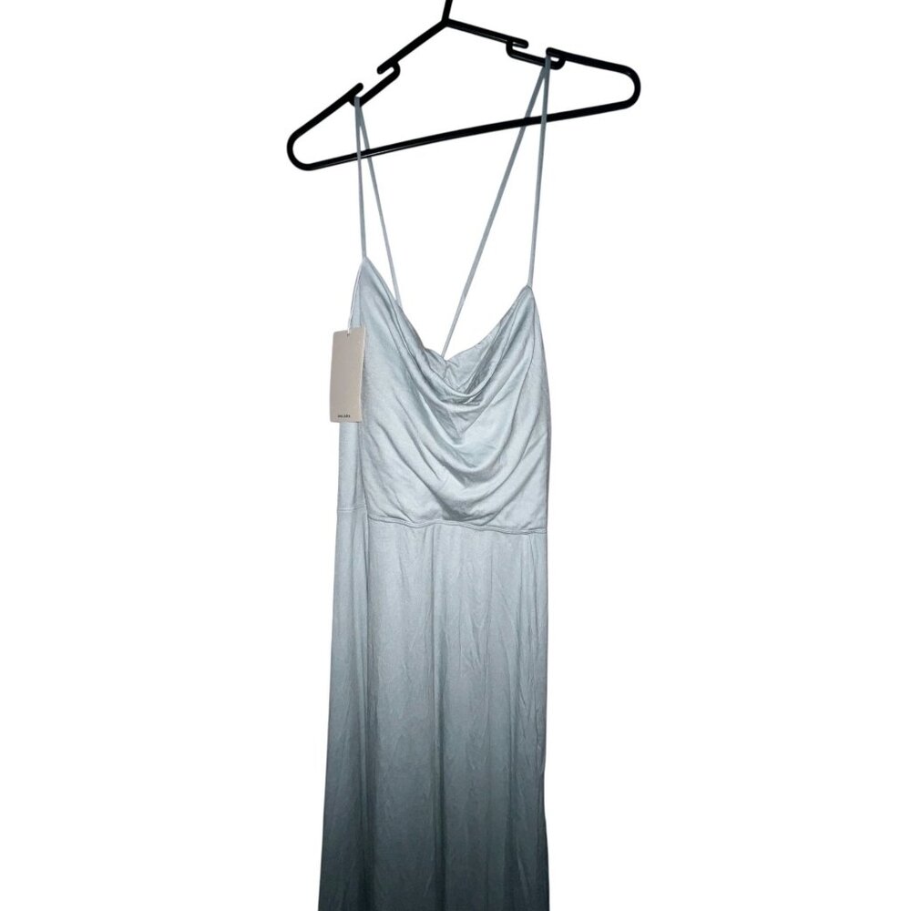 Halara Ribbed Cowl Neck Backless Crisscross Lace Up Split Midi Party Dress Sz Me - Picture 8 of 14